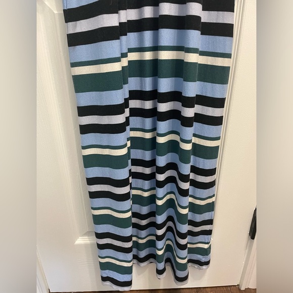 27-Ann Taylor LOFT Beach Maxi Dress LARGE Blue Green Stripe Racerback Stretchy - Picture 9 of 9